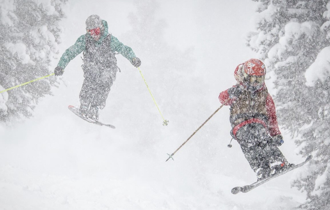 Skiing through the storm
