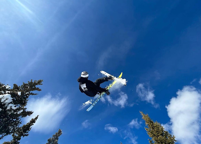 Aerial trick against blue sky